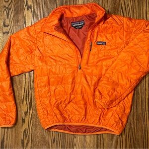 Patagonia Nano Puff  Half Zip Pullover Men’s Small Orange Quilted 1/4 Zip